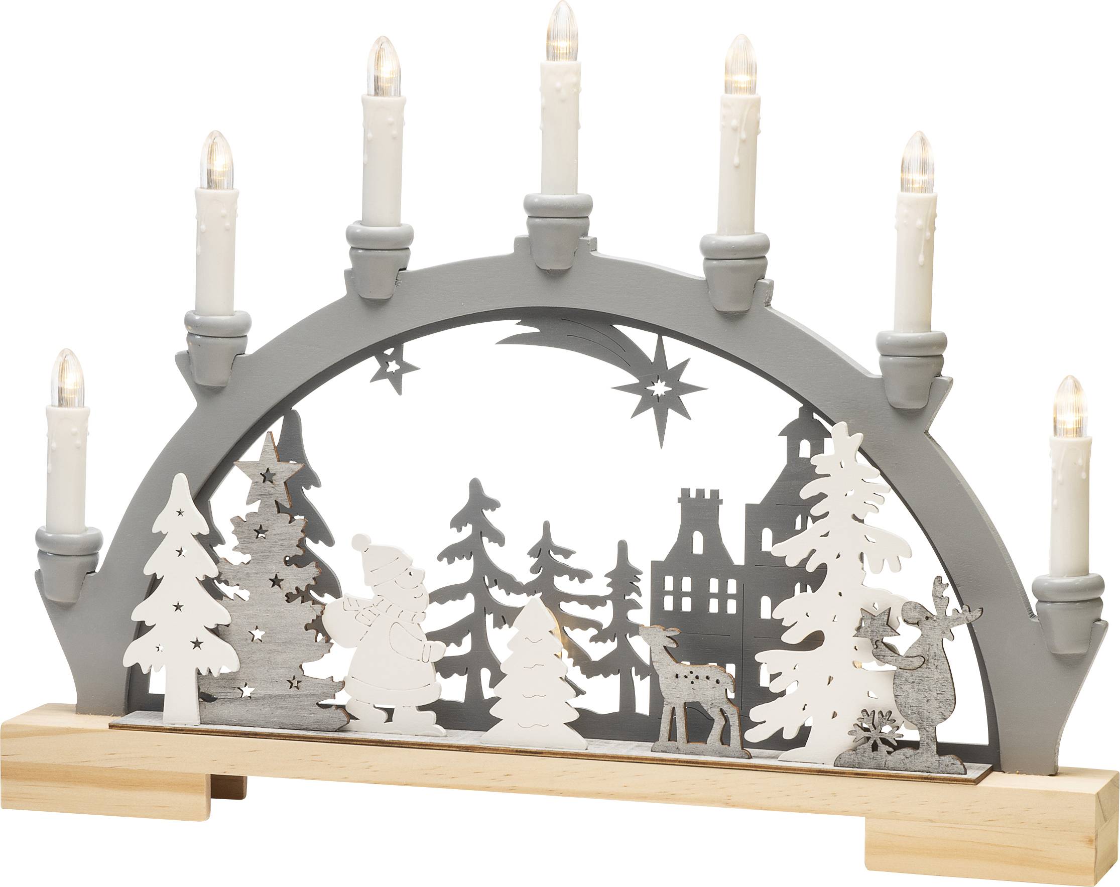 Konstsmide 3260-320 Arche en bougie forêt blanc chaud LED gris
