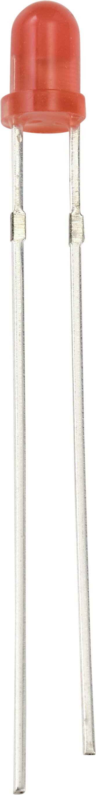 Diode LED rouge avec deux connexions métalliques, l'une plus longue que l'autre, sur fond blanc.