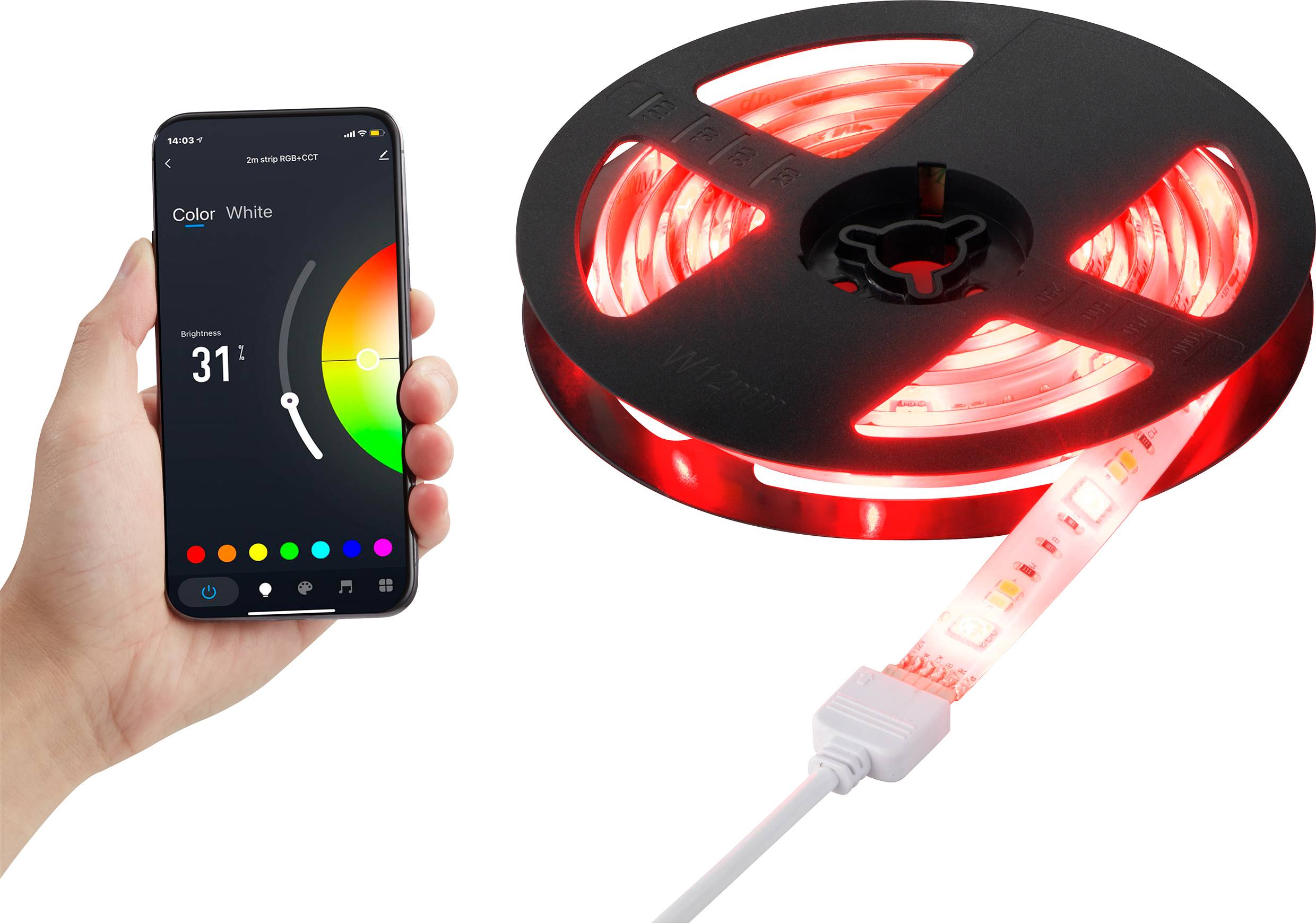 RGBW Tuya-App Stripes SY-4755426 Réglette lumineuse à Led avec connecteur mâle 230 V 2 m RVBB, blanc chaud, blanc froid 1 pc(s)