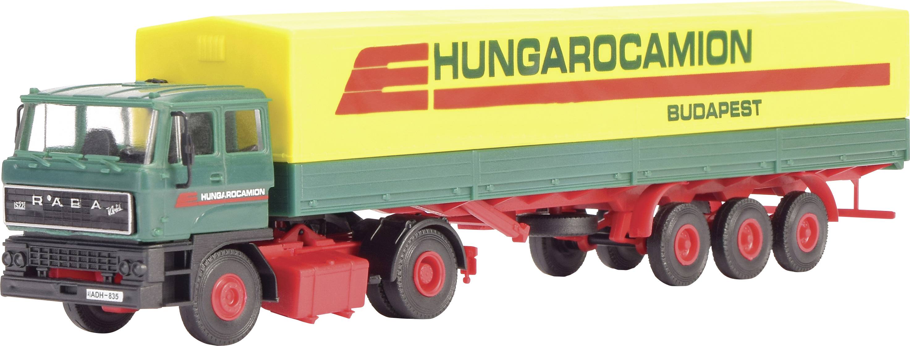 Kibri 14699 H0 Modèle réduit de camion Raba Tracteur 2 essieux RABA avec remorque à plan HUNGAROCAMION