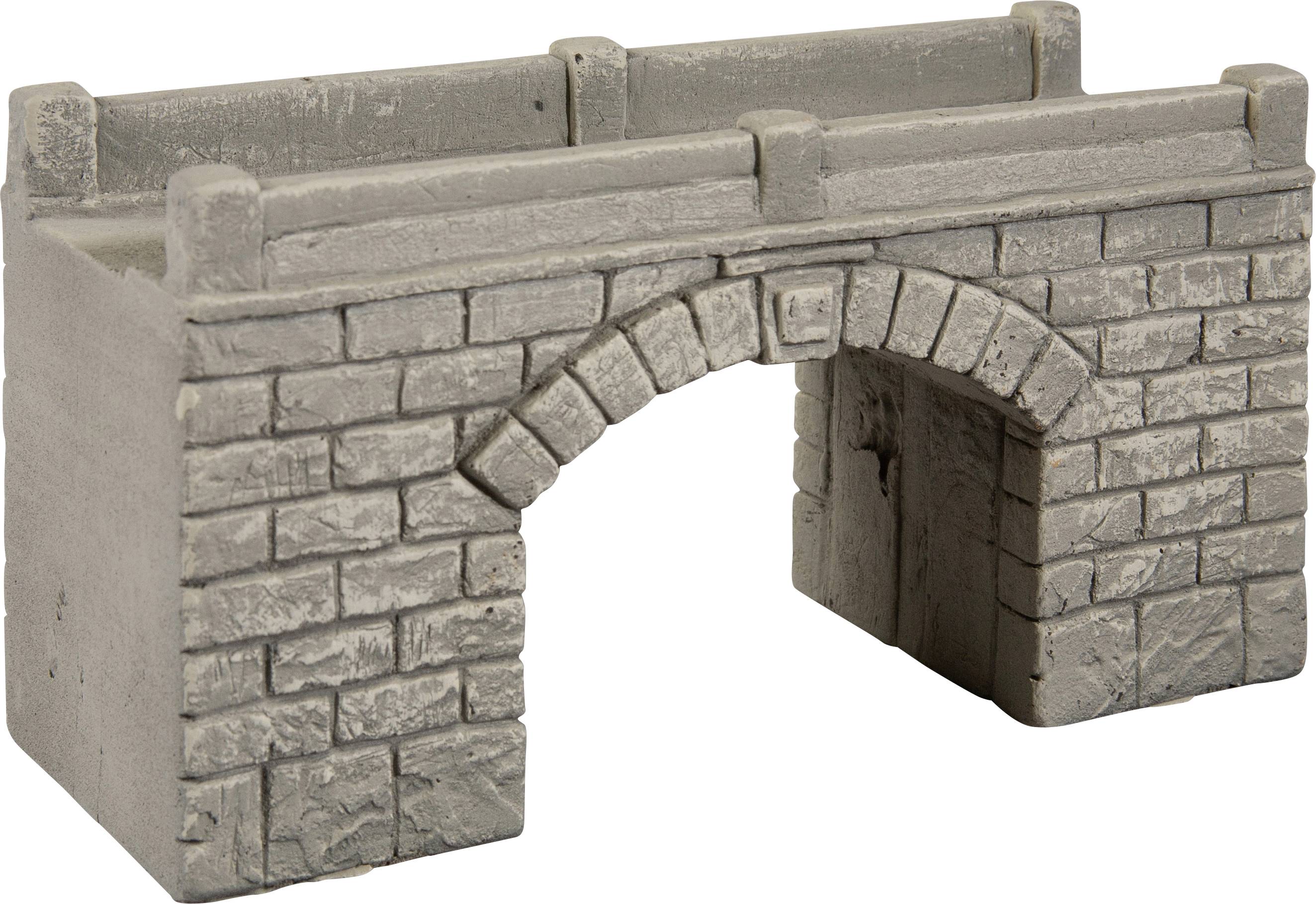 Petit modèle détaillé d'un pont en pierre grise avec un seul arc.