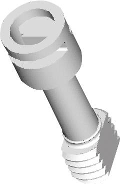 Une illustration 3D d'une vis à tête cylindrique avec filetage.