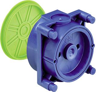 Une gaine de boîtier de dispositif en plastique bleu avec un couvercle vert, adaptée pour une utilisation dans les installations électriques.