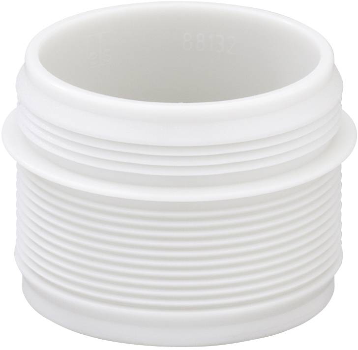 Un insert ou adaptateur cylindrique en plastique blanc strié, probablement utilisé pour des raccordements de tuyaux.