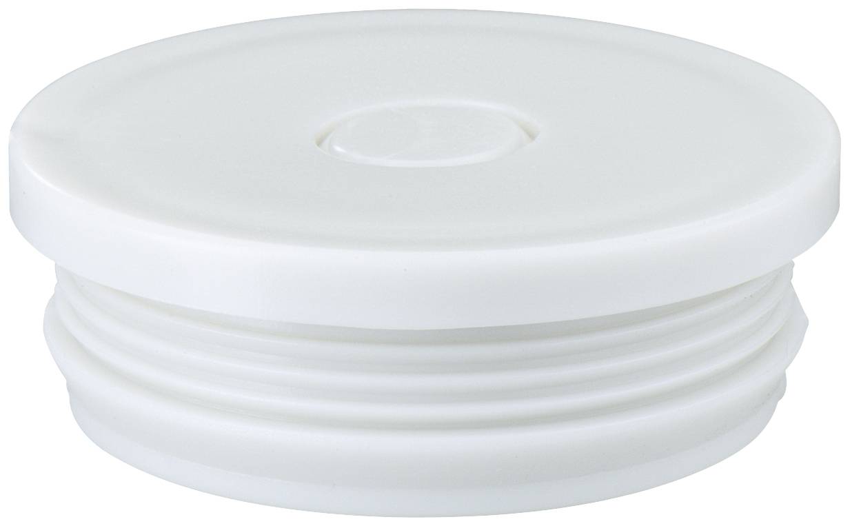 Bouchon cylindrique en plastique blanc avec filetage, adapté pour sceller des contenants ou des tubes.