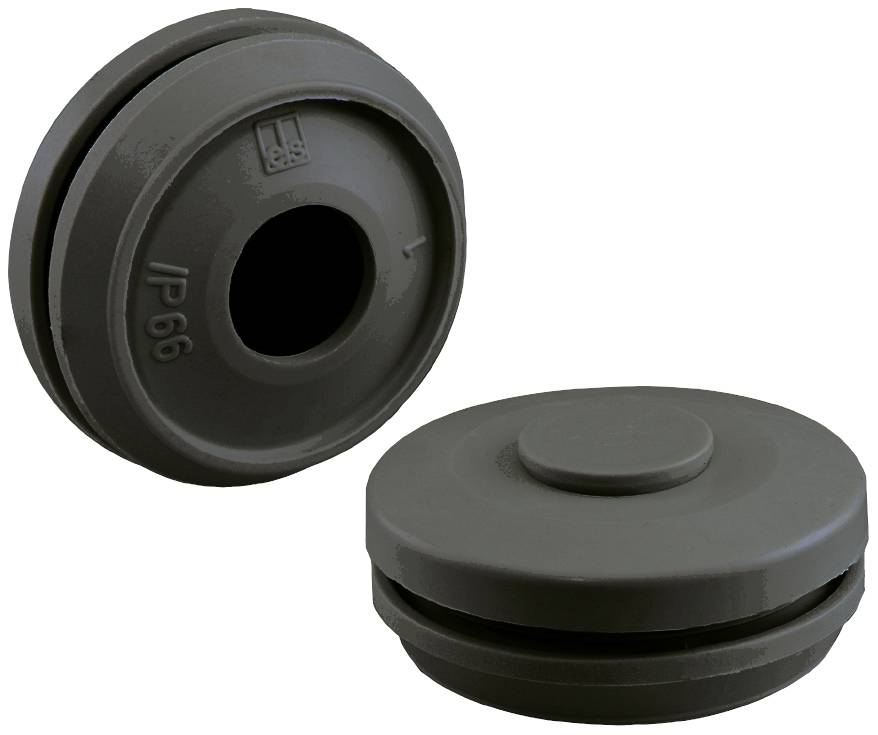 Presse-étoupe rond noir en plastique IP66, montré fermé et ouvert, pour une protection câble sécurisée contre la poussière et l'eau.