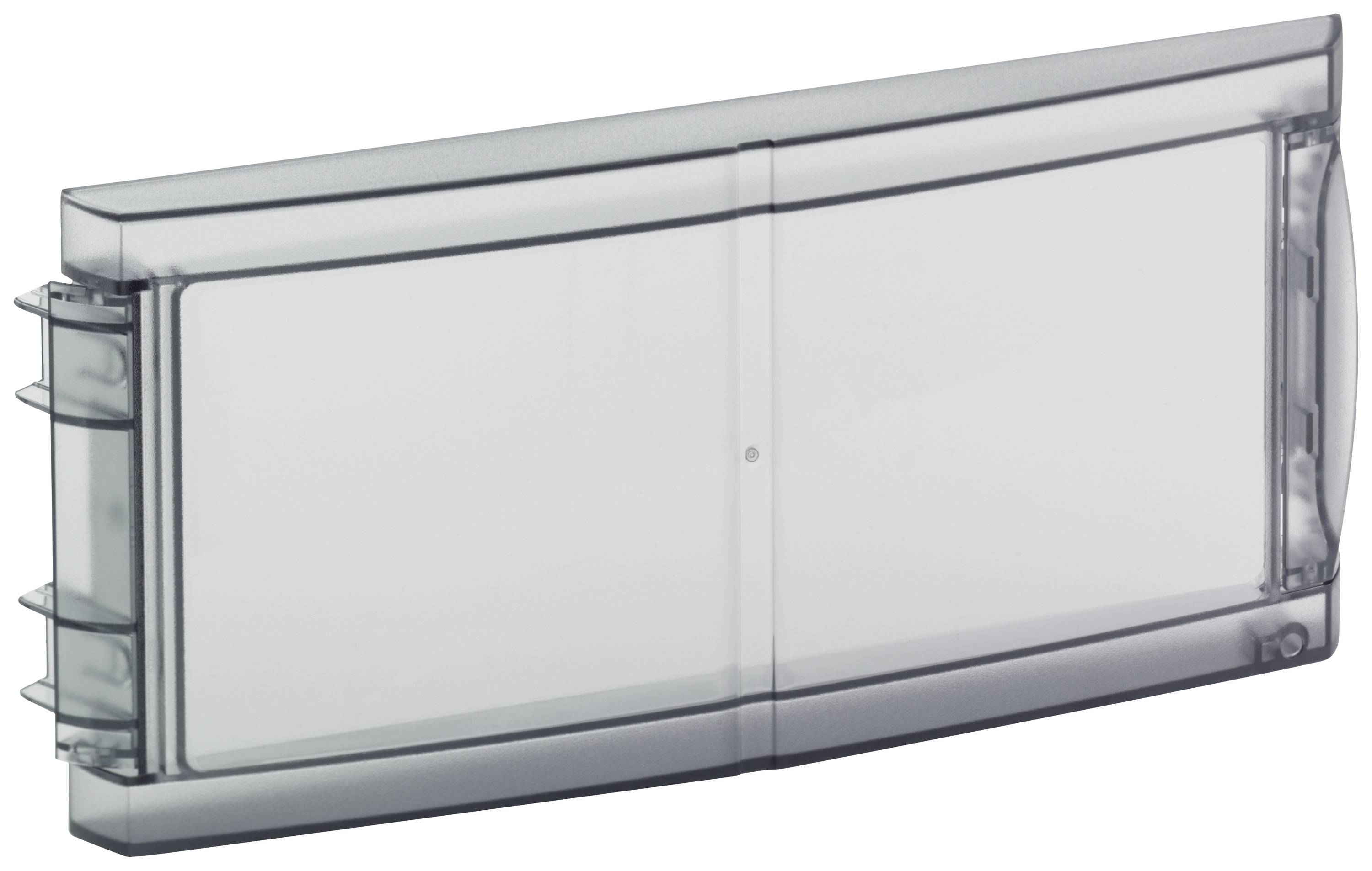 Pièce de rechange en plastique pour un boîtier avec un couvercle coulissant transparent et des bords arrondis, probablement destinée à des appareils électroménagers.
