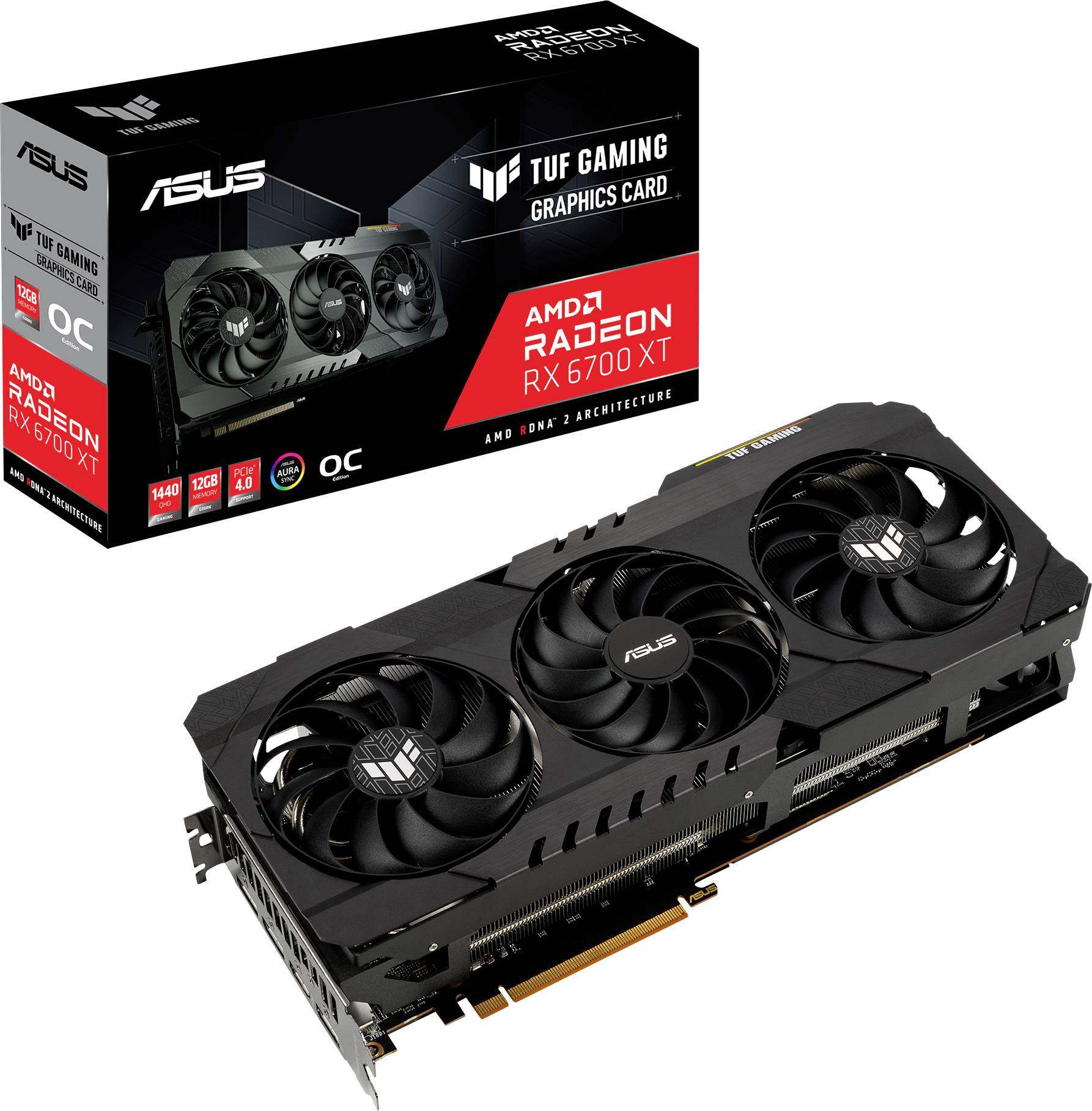 Asus Carte graphique AMD Radeon RX 6700 XT Gaming Overclocked 12 GB GDDR6-RAM PCIe HDMI™, DisplayPort overclockée
