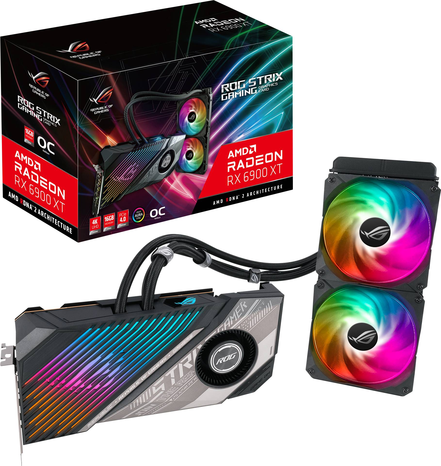 Asus Carte graphique AMD Radeon RX 6900 XT Strix 16 GB GDDR6-RAM PCIe HDMI™, DisplayPort, USB-C™ éclairage RGB, AMD FreeSync