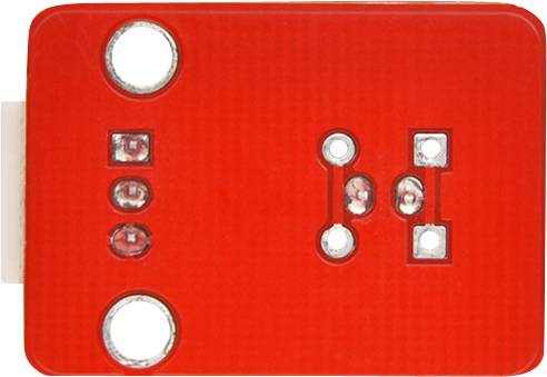 Un module électronique rouge avec plusieurs trous et petites LED à sa surface.
