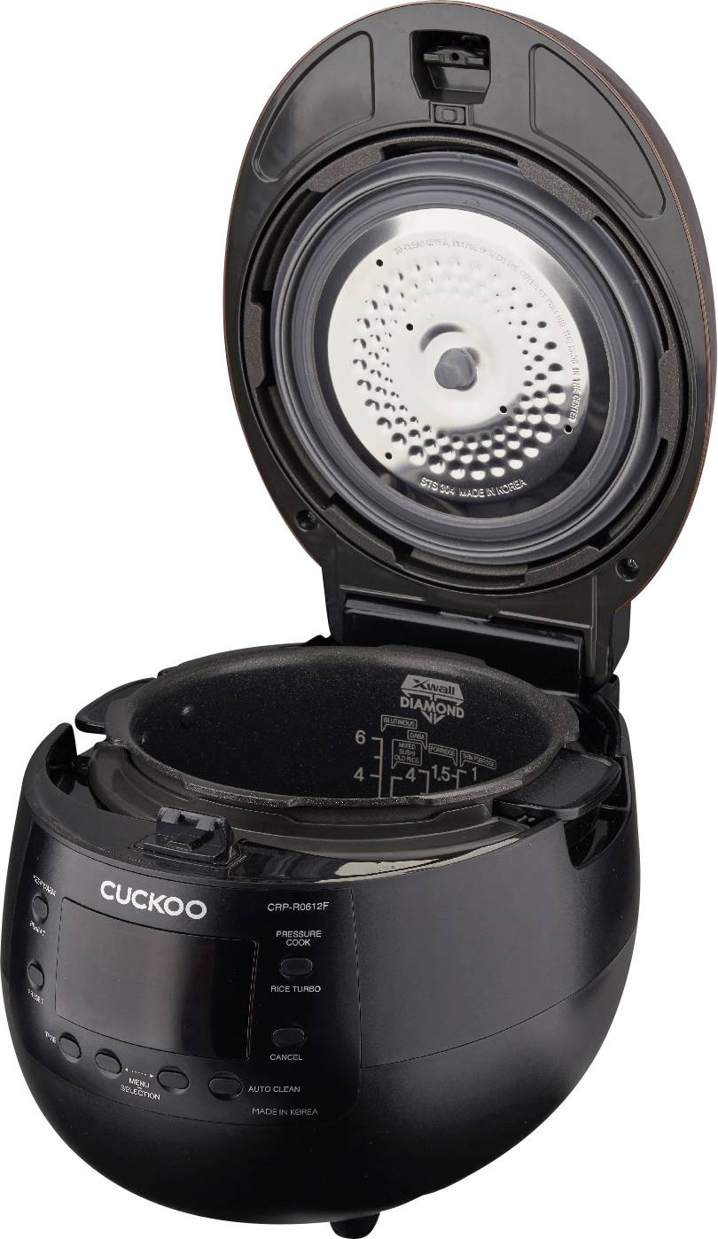 Cuckoo CRP-R0607F Cuiseur à riz noir, marron rouille avec fonction de cuisson-vapeur