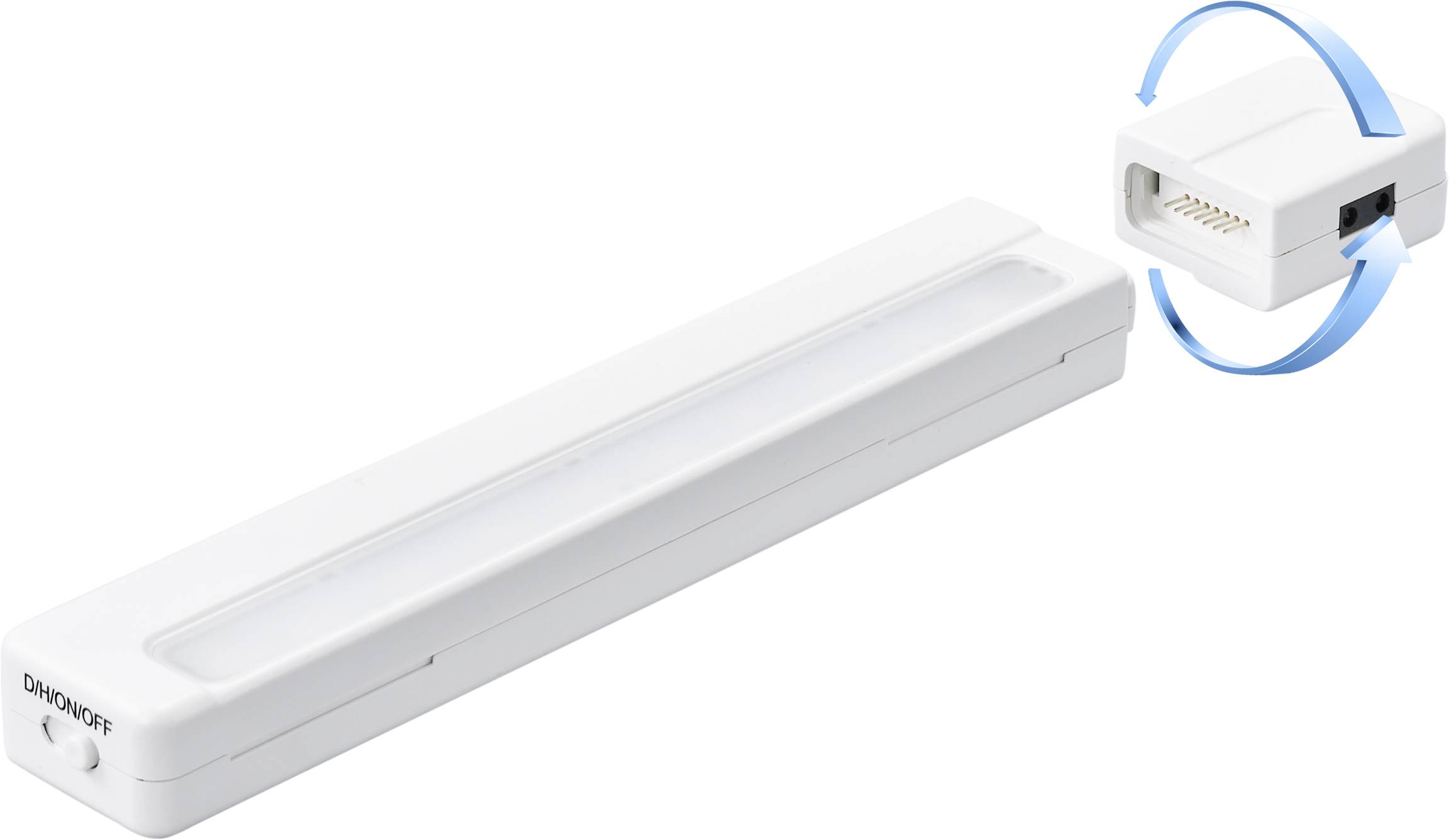 Lumière LED blanche rectangulaire de Sonoff avec connexion latérale pour l'alimentation électrique ou l'interface de données.