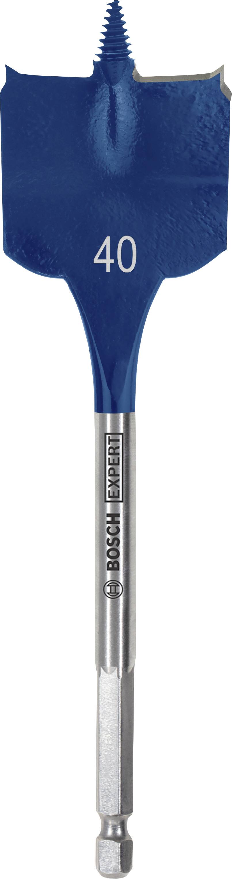 Un foret en bois bleu avec une pointe et le chiffre '40'. La marque 'Bosch Expert' est visible en dessous.