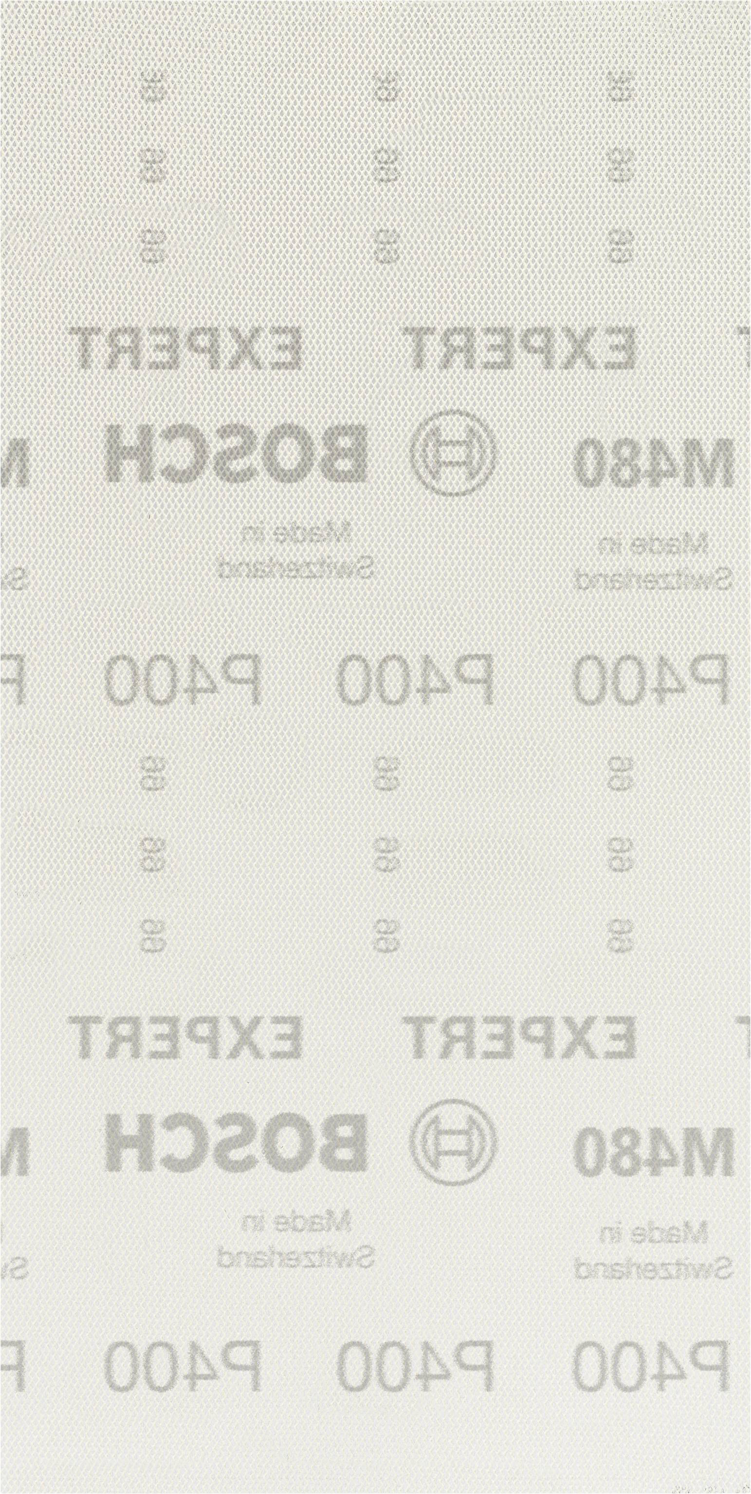 Papier de verre Bosch, type P400, adapté pour une finition de surface fine. Fabriqué en Suisse.