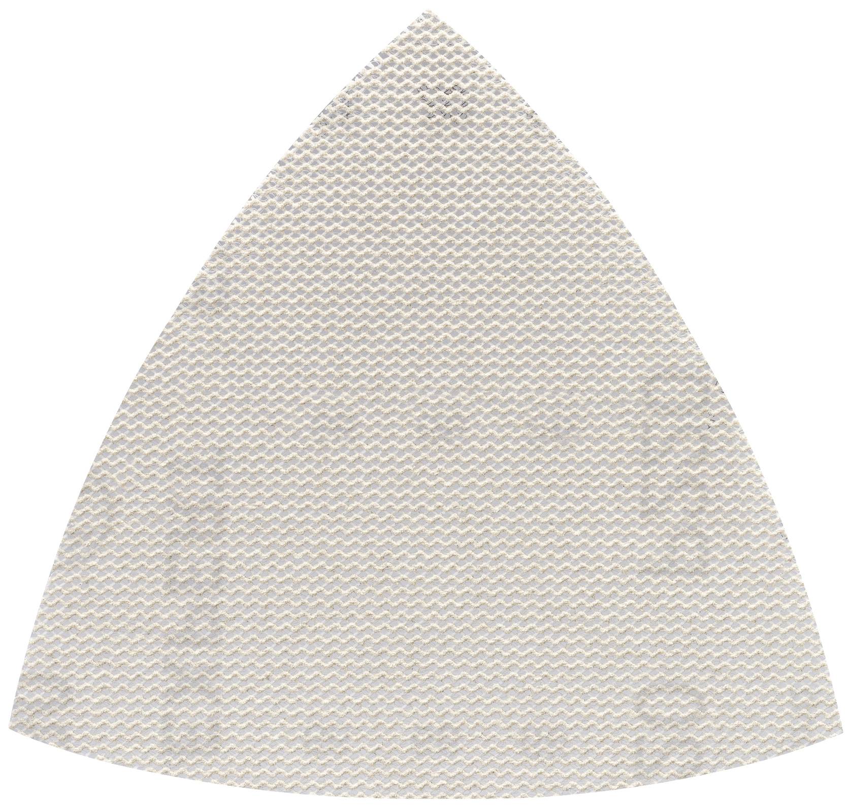 Papier de verre triangulaire à grain fin, adapté aux ponceuses multifonctions pour lisser les surfaces en bois.