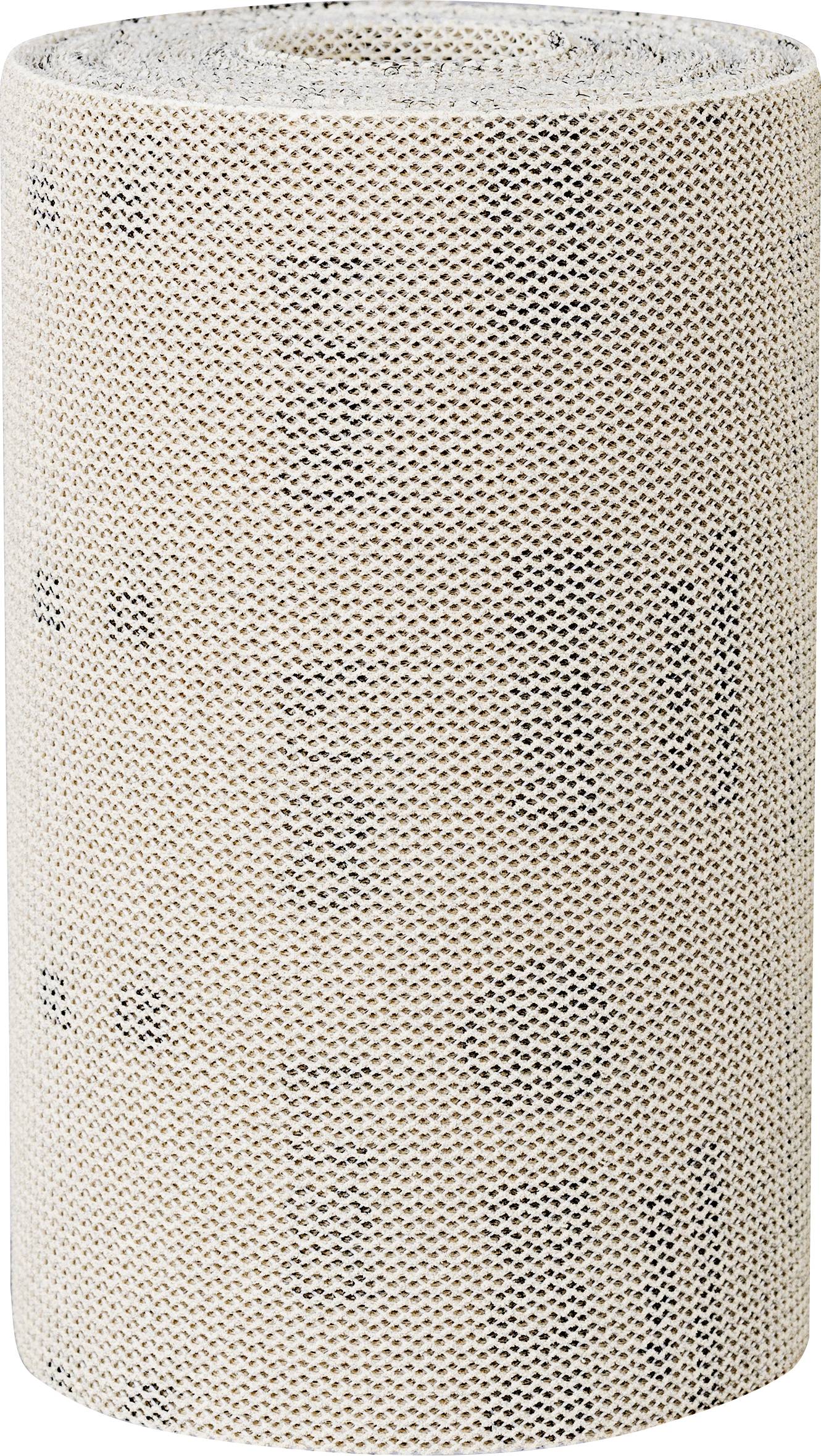 Un arbre à griffes cylindrique et haut pour chats, de couleur beige en textile, orné de motifs noirs.