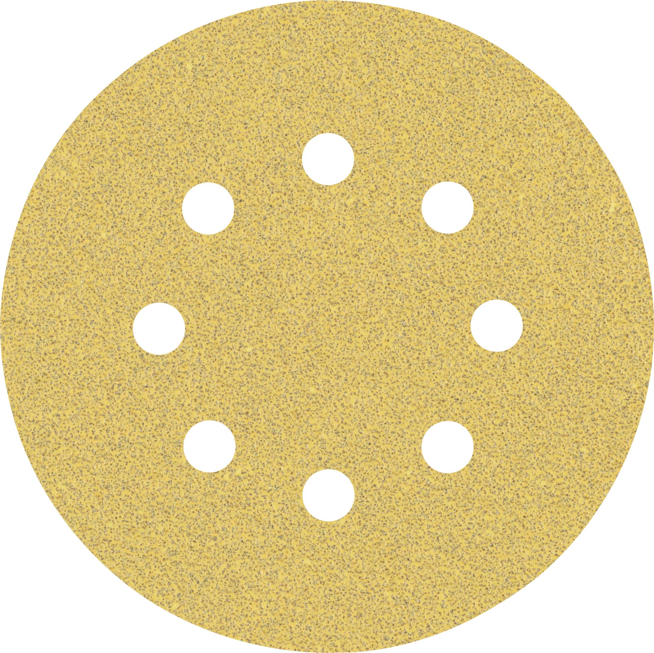 Disque de ponçage rond de couleur sable avec huit trous répartis uniformément.
