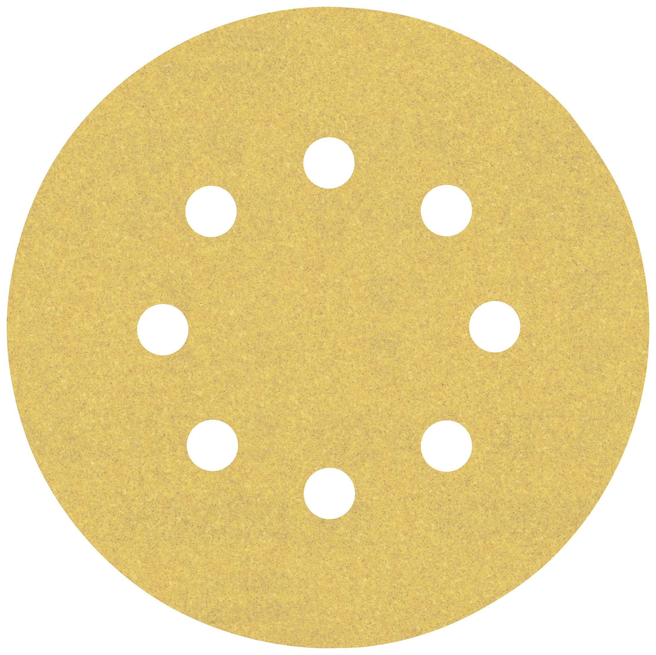 Disque de papier de verre circulaire avec neuf trous pour ponceuses.