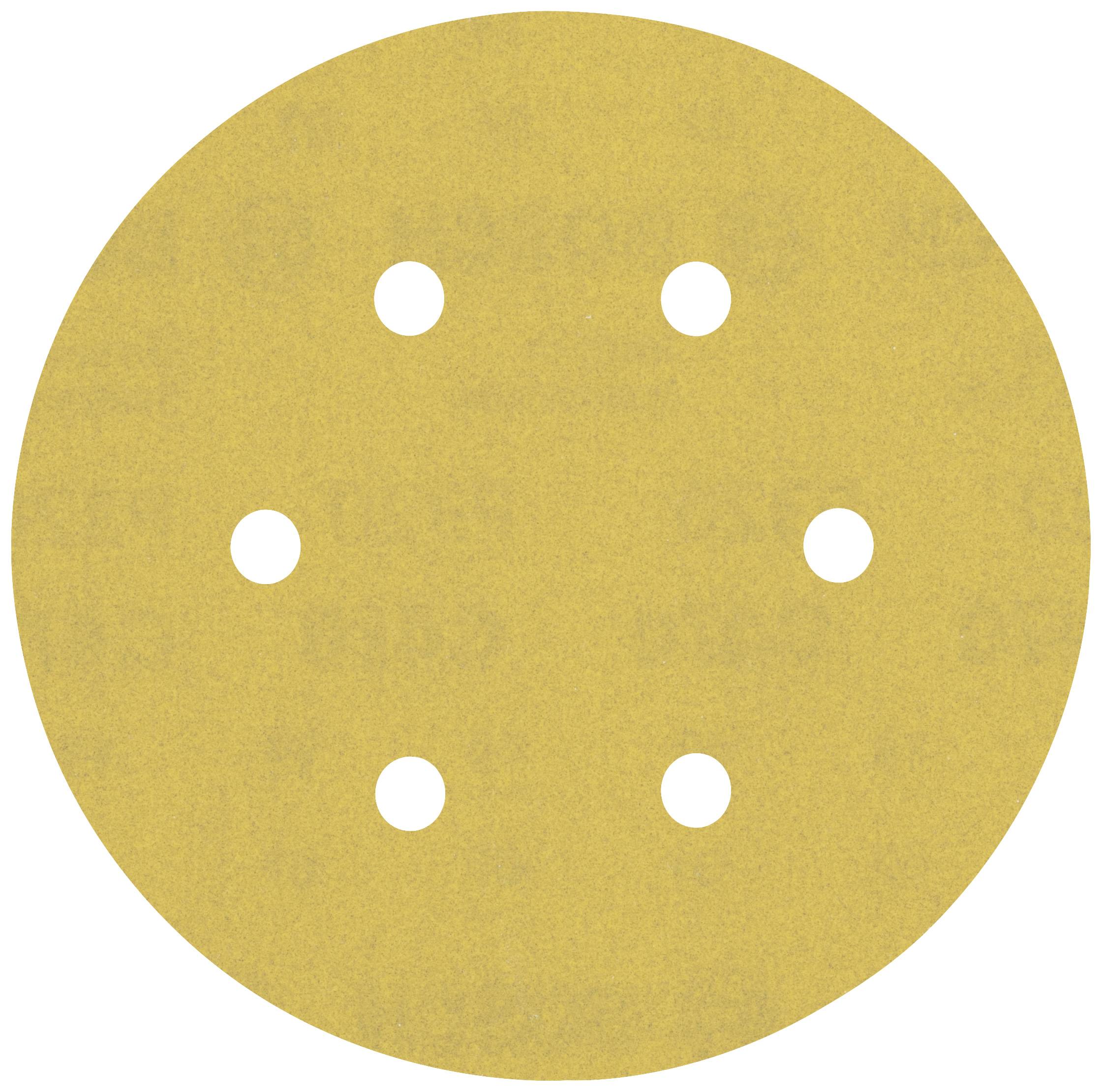 Une disque de ponçage ronde en papier de verre avec des trous répartis uniformément.