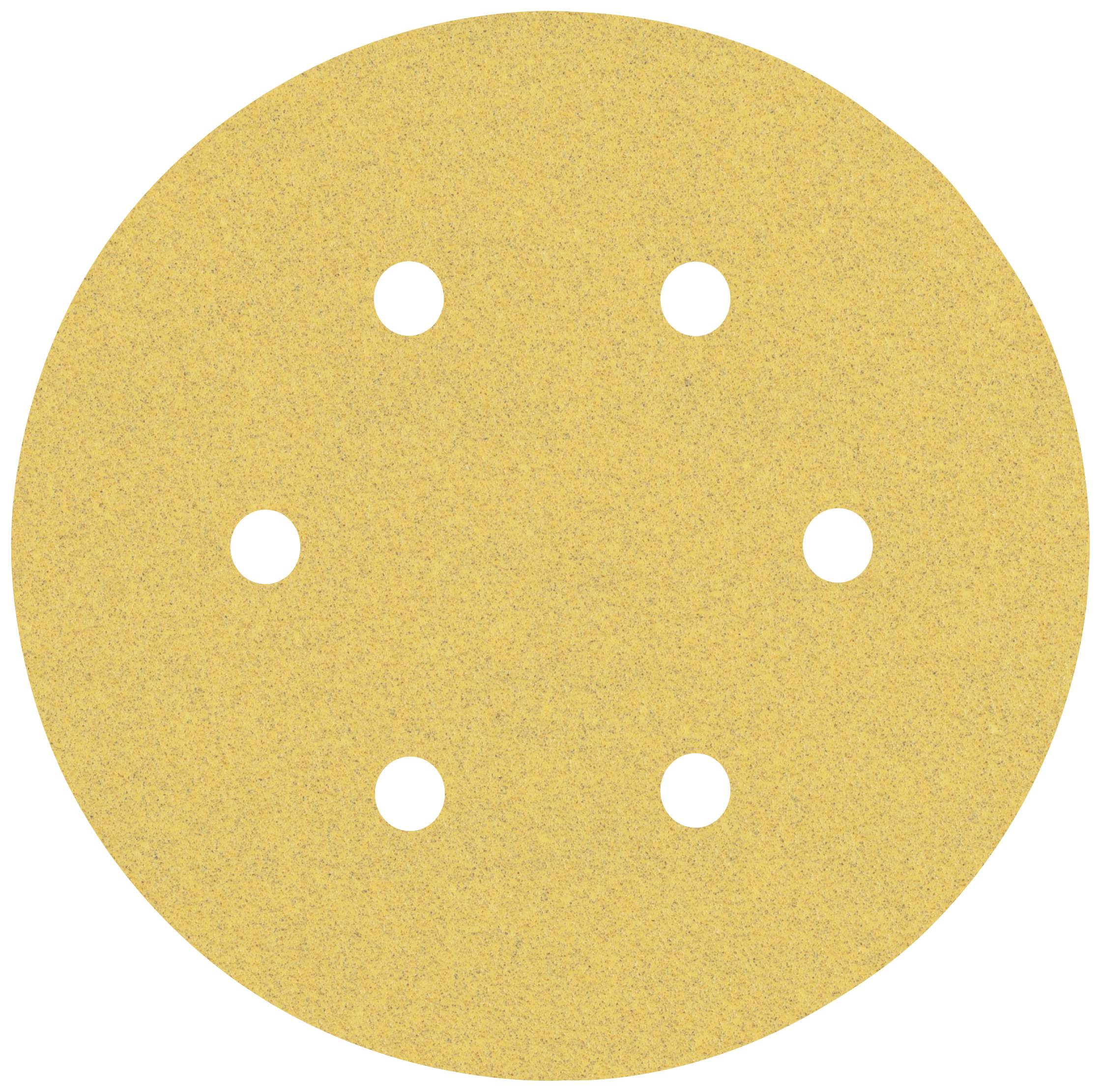 Un disque de papier de verre avec six trous régulièrement répartis.
