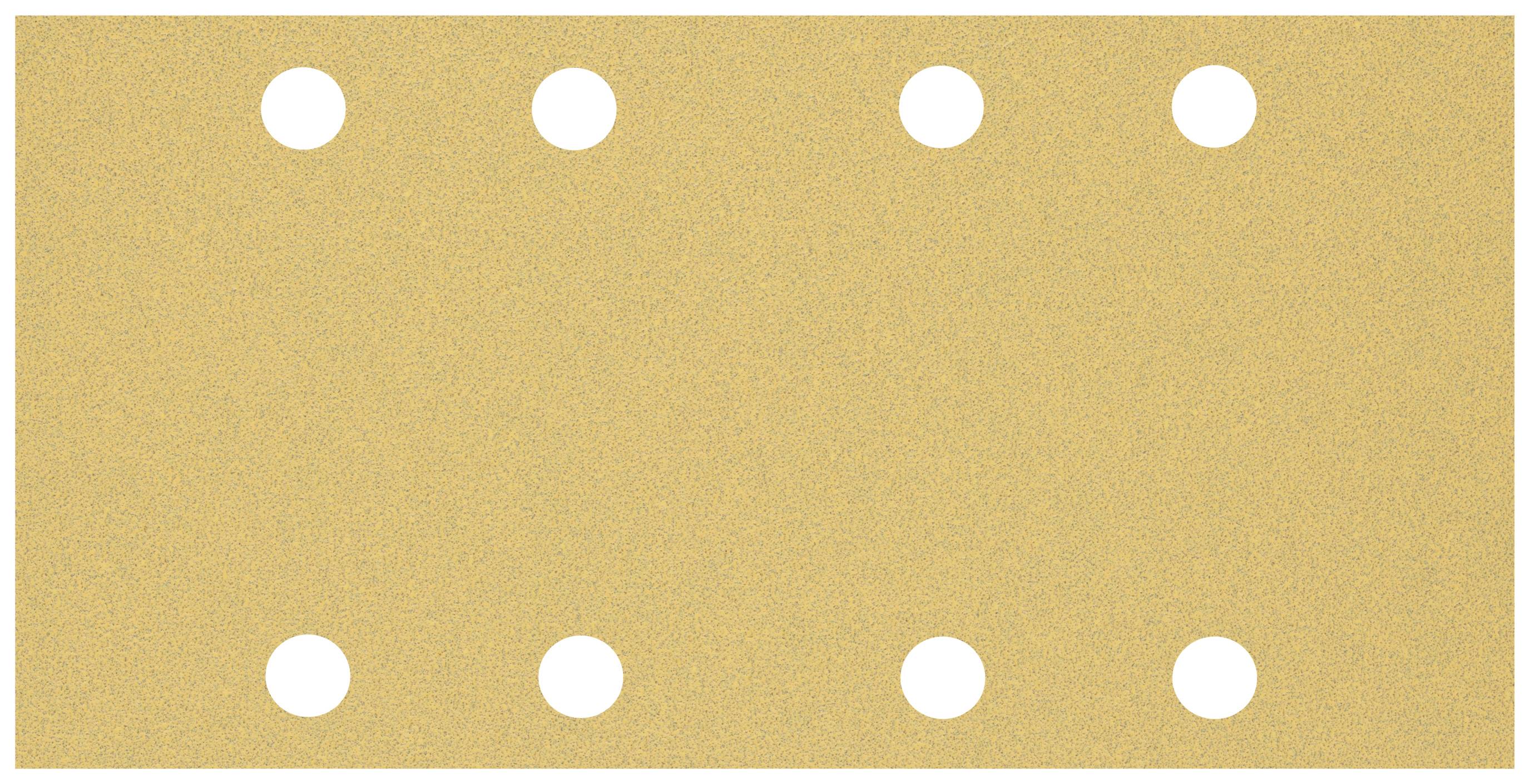 Papier de verre beige avec huit trous ronds répartis de manière symétrique.