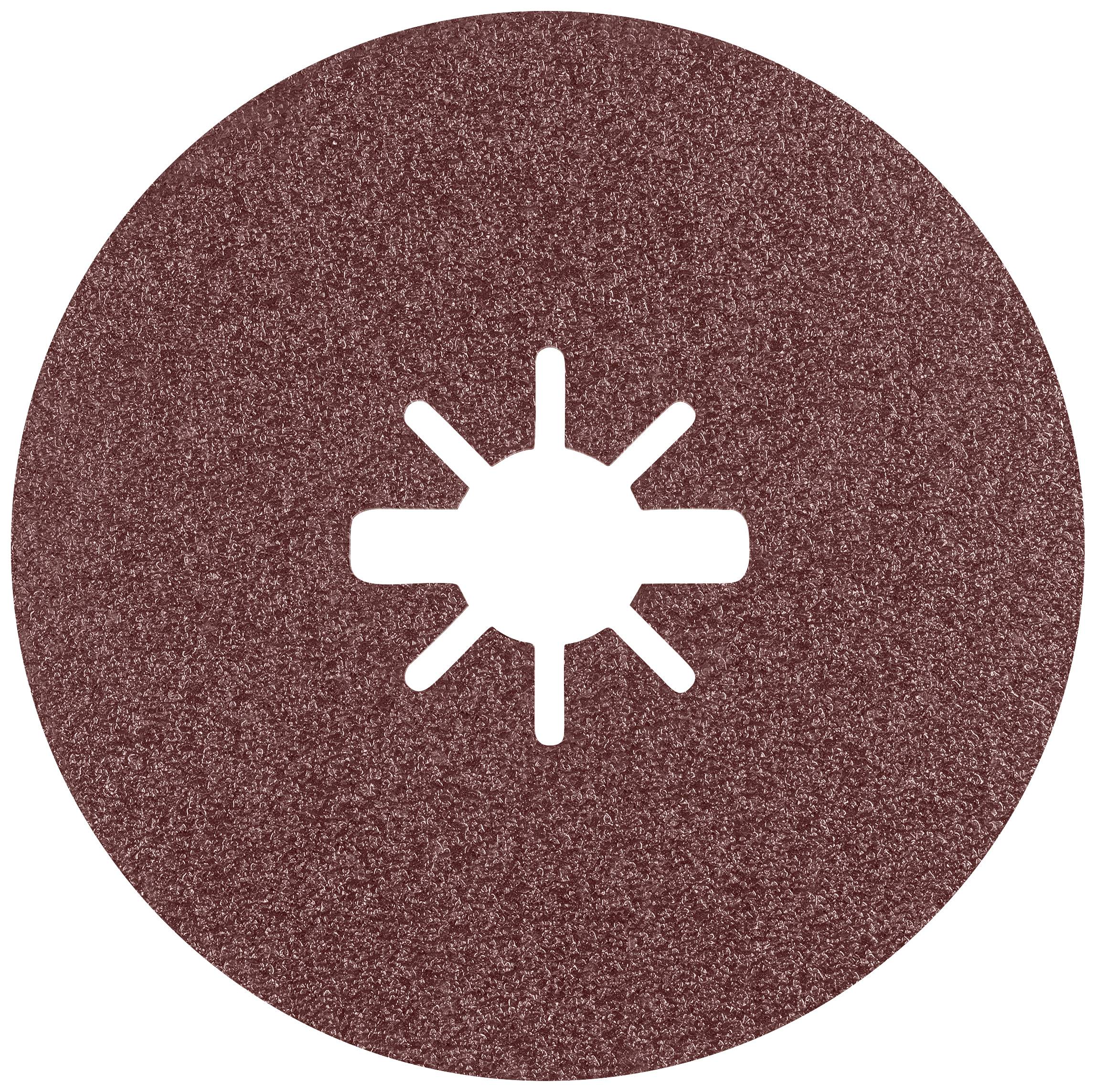 Un article de meulage circulaire avec une ouverture centrale en forme d'étoile, adapté pour le traitement des surfaces.