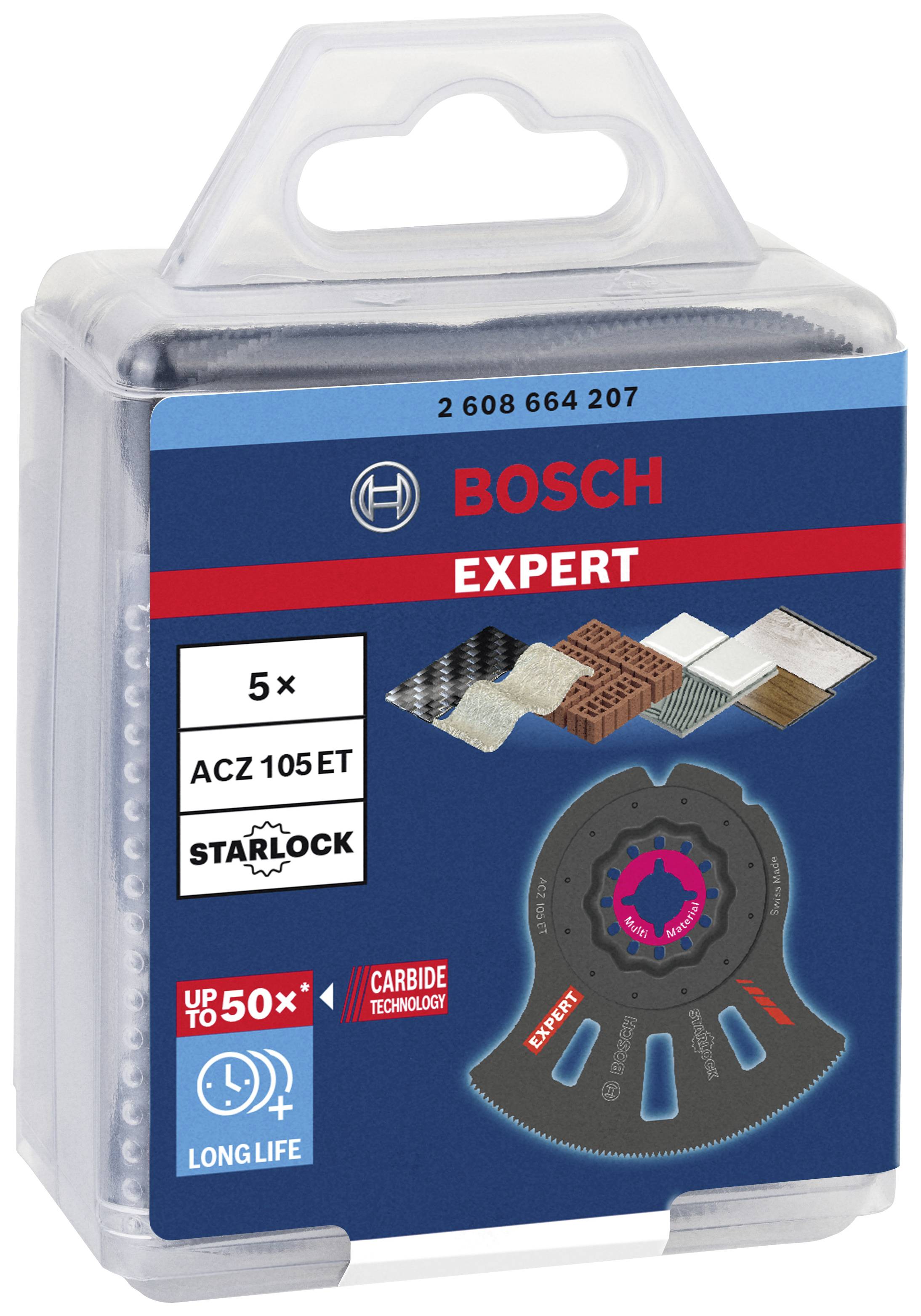 Ensemble de lames de scie circulaire Bosch Expert Starlock, 5 pièces. Comprend des lames pour le bois, le métal et plus encore. Durables grâce à une technologie carbure spéciale.