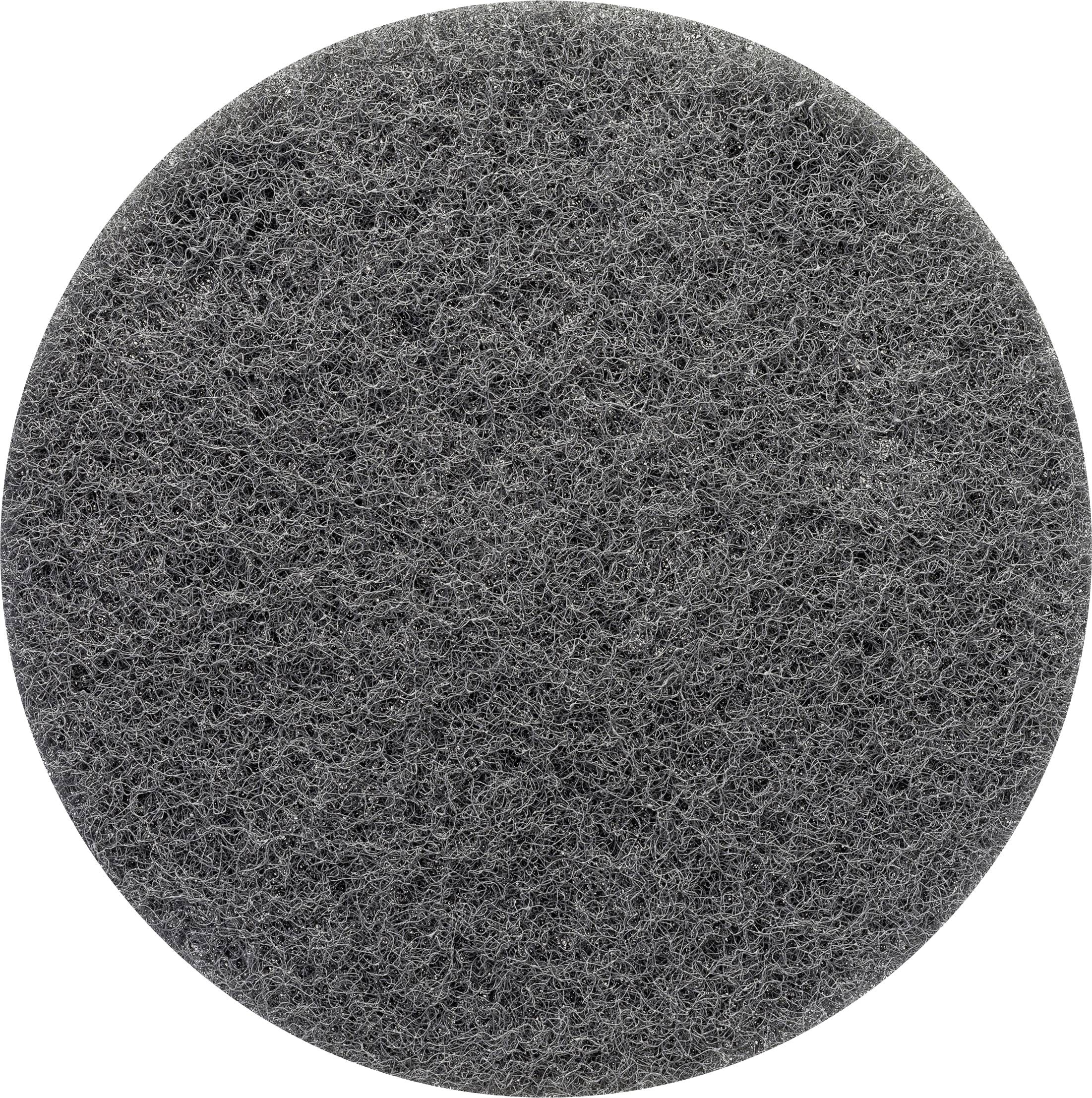 Tampon à récurer gris, ovale, avec une structure de fibres fine et dense.
