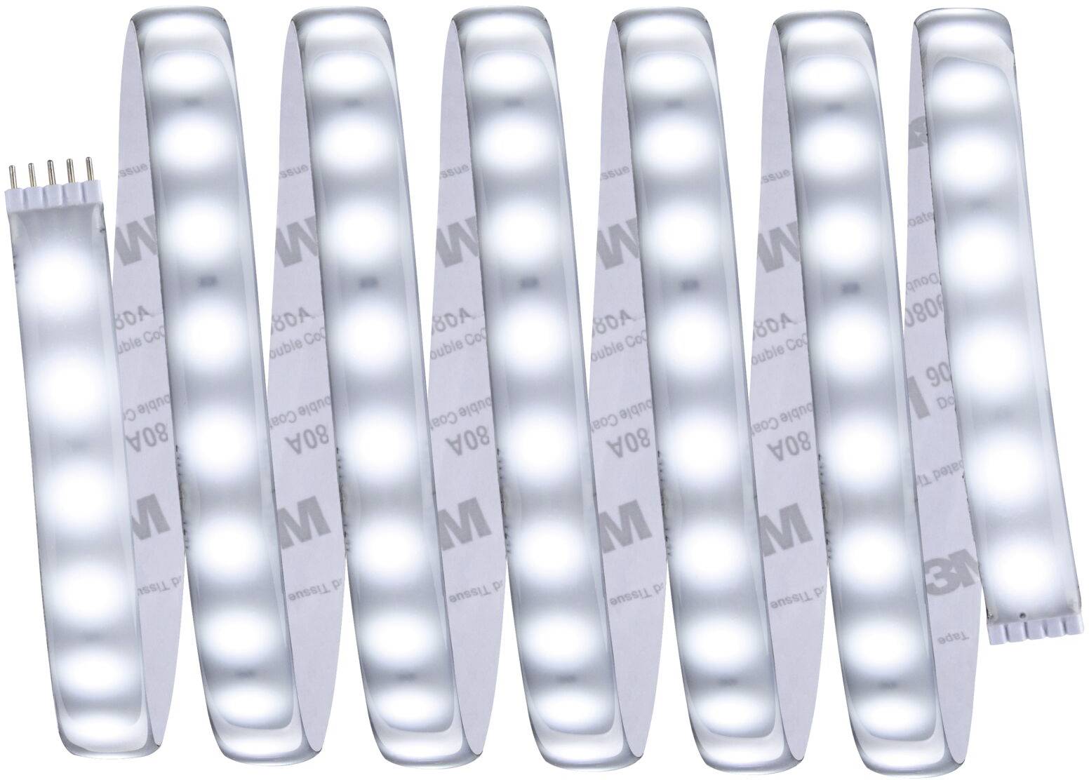 Une bande lumineuse LED est disposée en forme de zigzag. Elle émet une lumière blanche et fraîche.