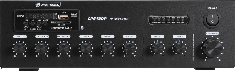 Omnitronic CPE-120P ELA Amplificateur ELA 120 W 4 canaux 1 zone