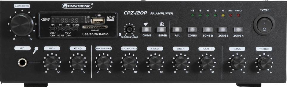 Omnitronic CPZ-120P ELA Amplificateur ELA 120 W 4 canaux 4 zones