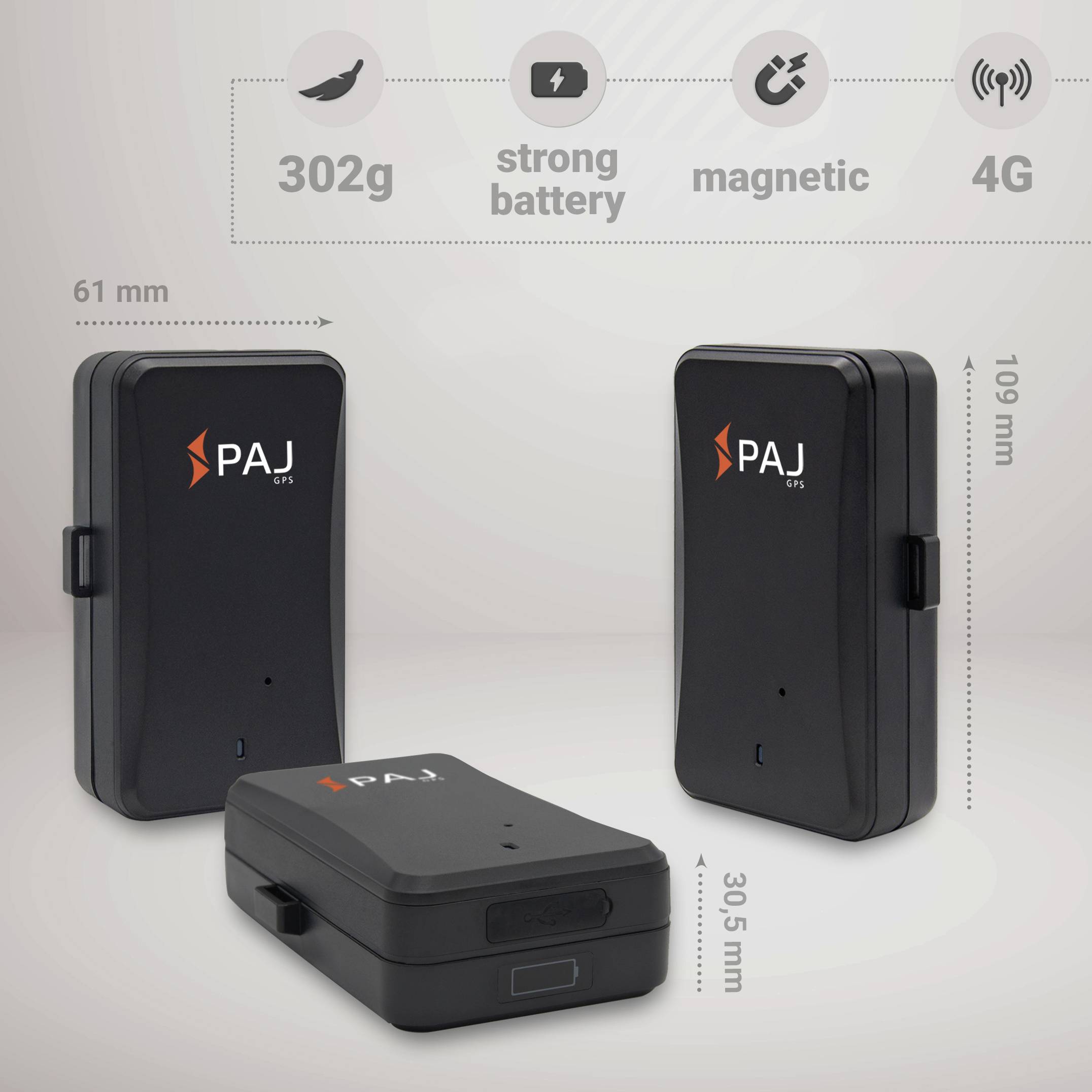 PAJ 9017 Traceur GPS traceur de véhicules, traceur multifonction noir