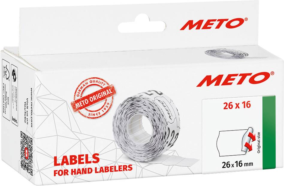 METO Etiquette prix 9506166 décollable Largeur des étiquettes: 26 mm Hauteur de l'étiquette: 16 mm blanc 1 pc(s)