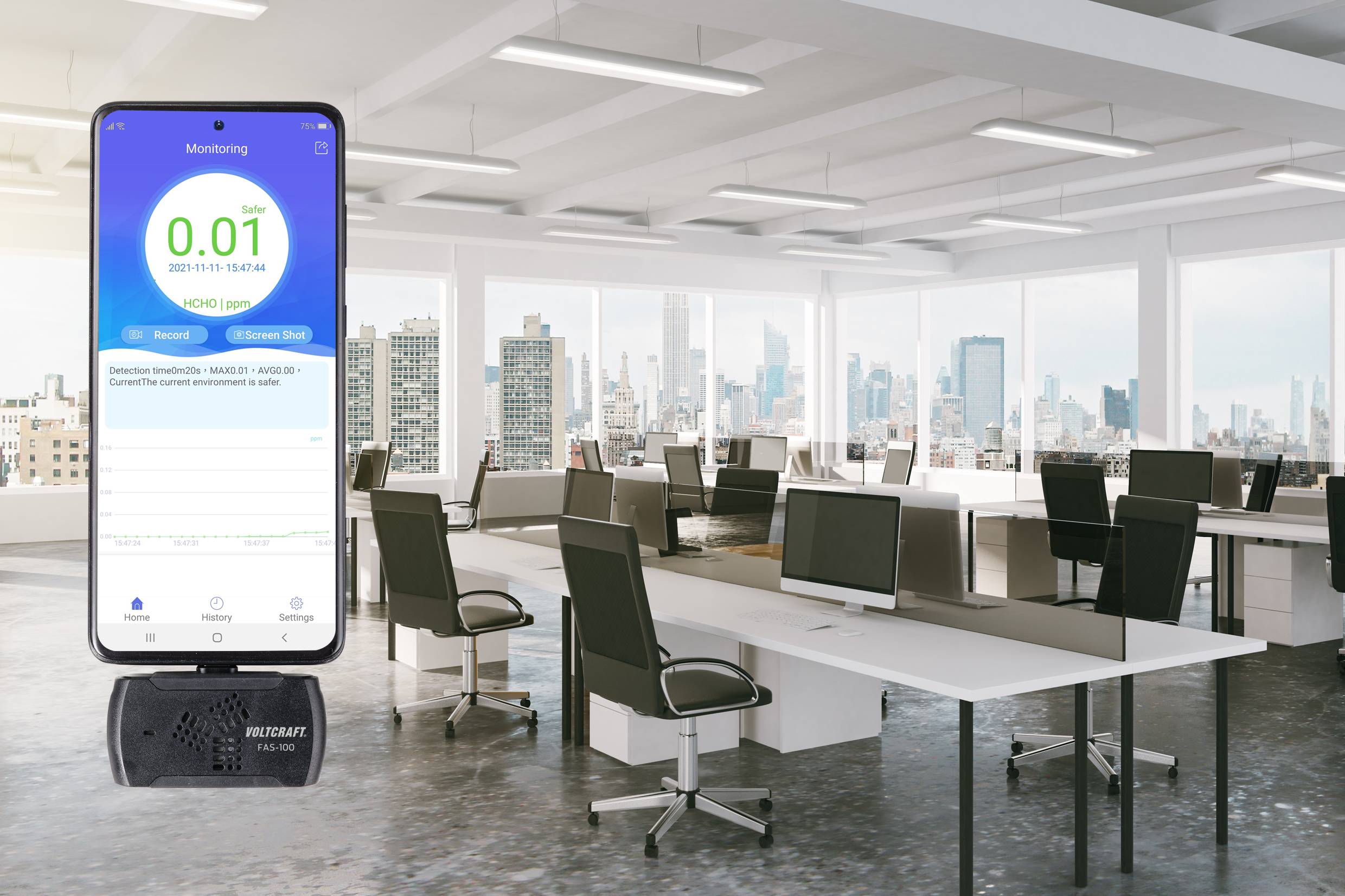 Appareil de mesure des formaldéhydes VOLTCRAFT FAS-100 particules d'air avec interface USB