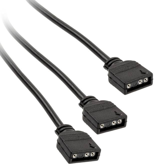 Trois câbles noirs munis de connecteurs tripolaires à leurs extrémités, susceptibles d'être utilisés pour le raccordement de barres lumineuses à LED.
