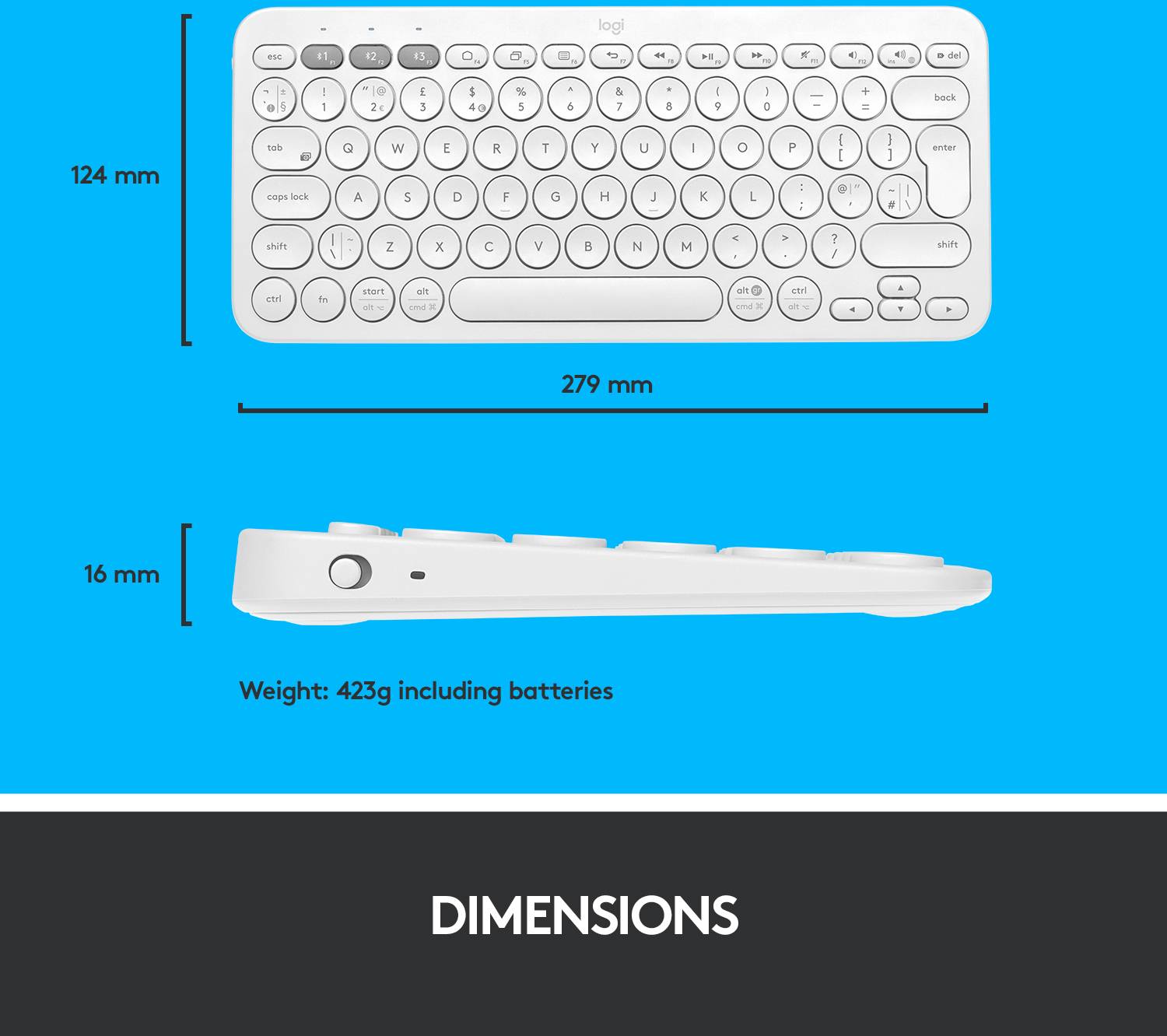Logitech K380 Multi-Device Bluetooth® Keyboard Bluetooth Clavier allemand, QWERTZ blanc