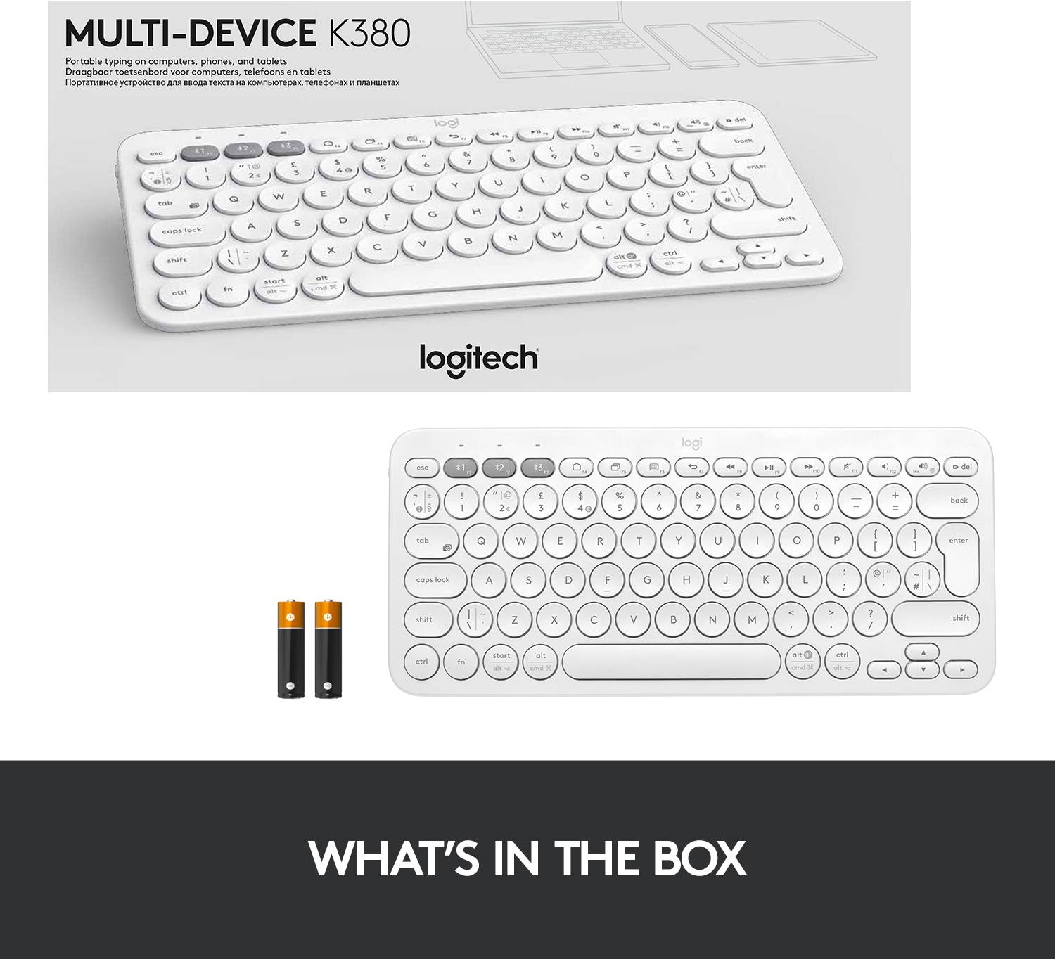 Logitech K380 Multi-Device Bluetooth® Keyboard Bluetooth Clavier allemand, QWERTZ blanc