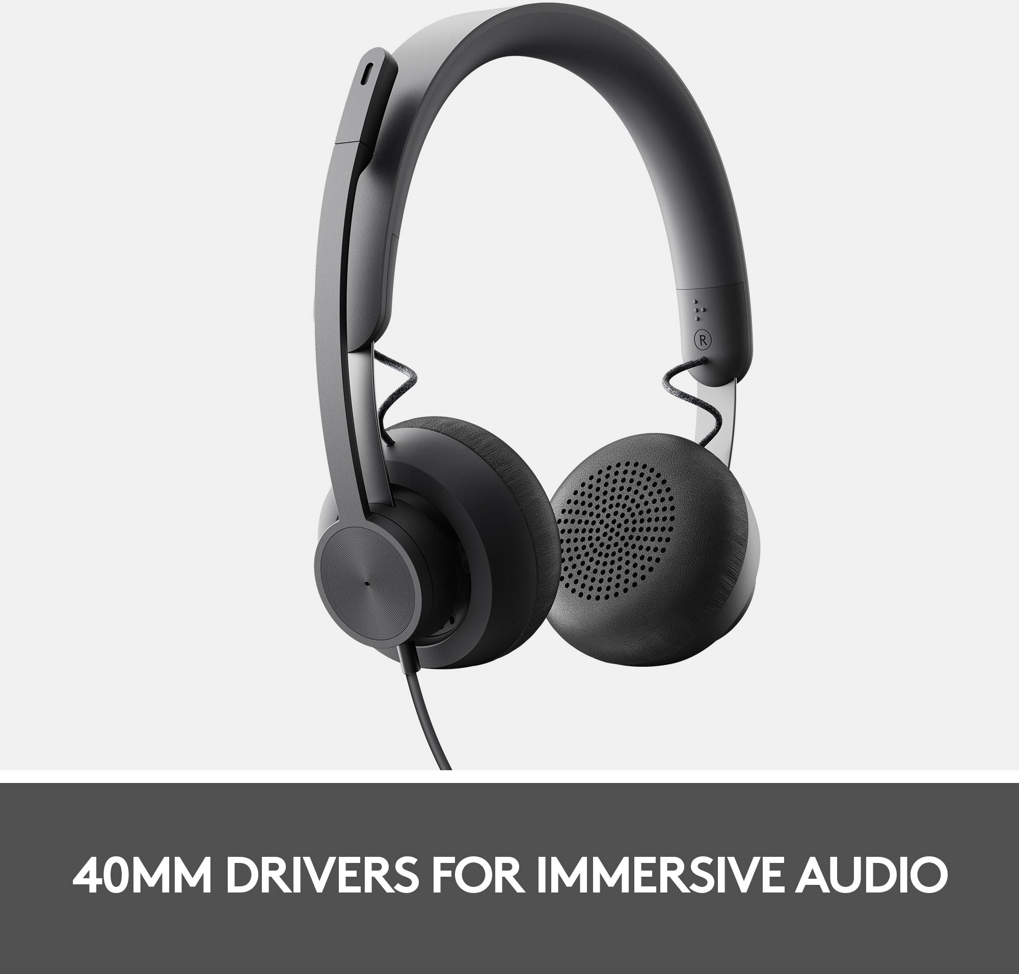 Logitech Zone 750 ordinateur Micro-casque supra-auriculaire filaire graphite Suppression du bruit du microphone volume réglable