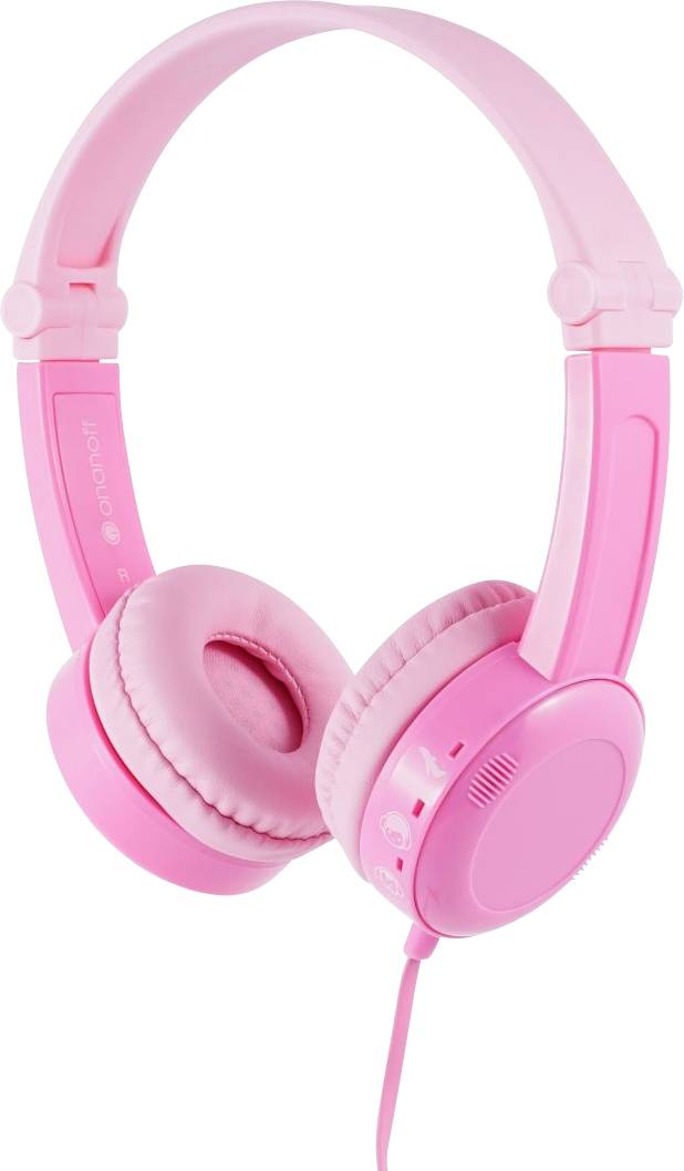 onanoff Travel Micro-casque supra-auriculaire filaire rose pliable, micro-casque, limitation de volume pour enfants