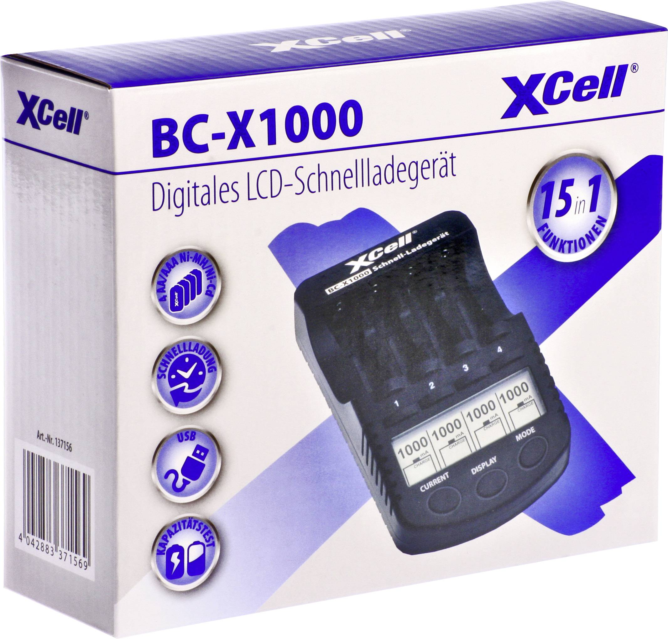 XCell 137156 Chargeur rapide NiMH, NiCd LR6 (AA), LR03 (AAA)