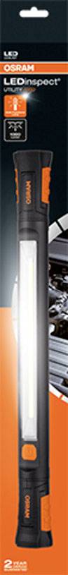 Emballage d'un projecteur de travail LED Osram. Le projecteur est noir avec des accents orange. Adapté à la maintenance automobile.