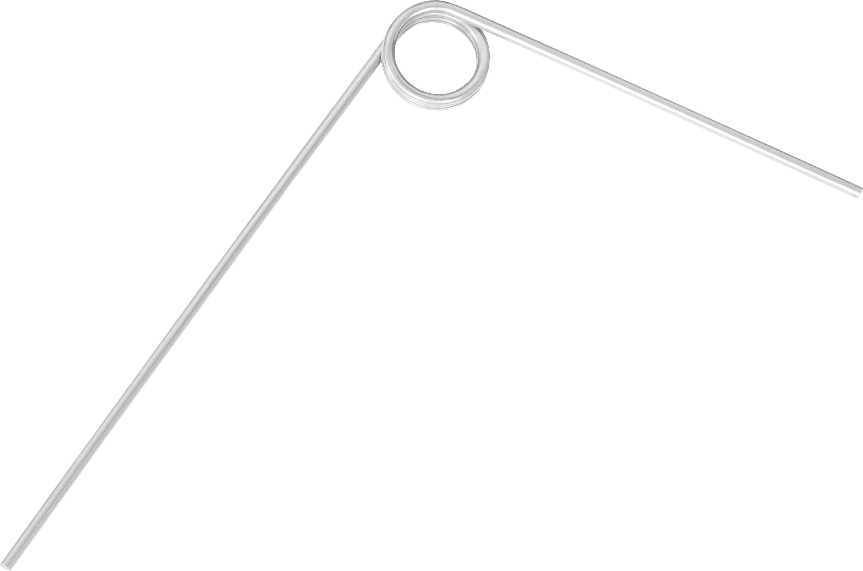 Une tige métallique courbée forme un angle avec une boucle circulaire à son extrémité.