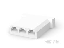 Une fiche électrique blanche en plastique à trois broches, adaptée aux connexions électriques.