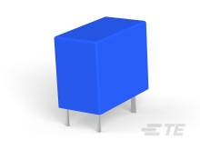 Une table bleue rectangulaire repose sur quatre pieds argentés. La table présente des lignes simples et modernes, avec des surfaces lisses.