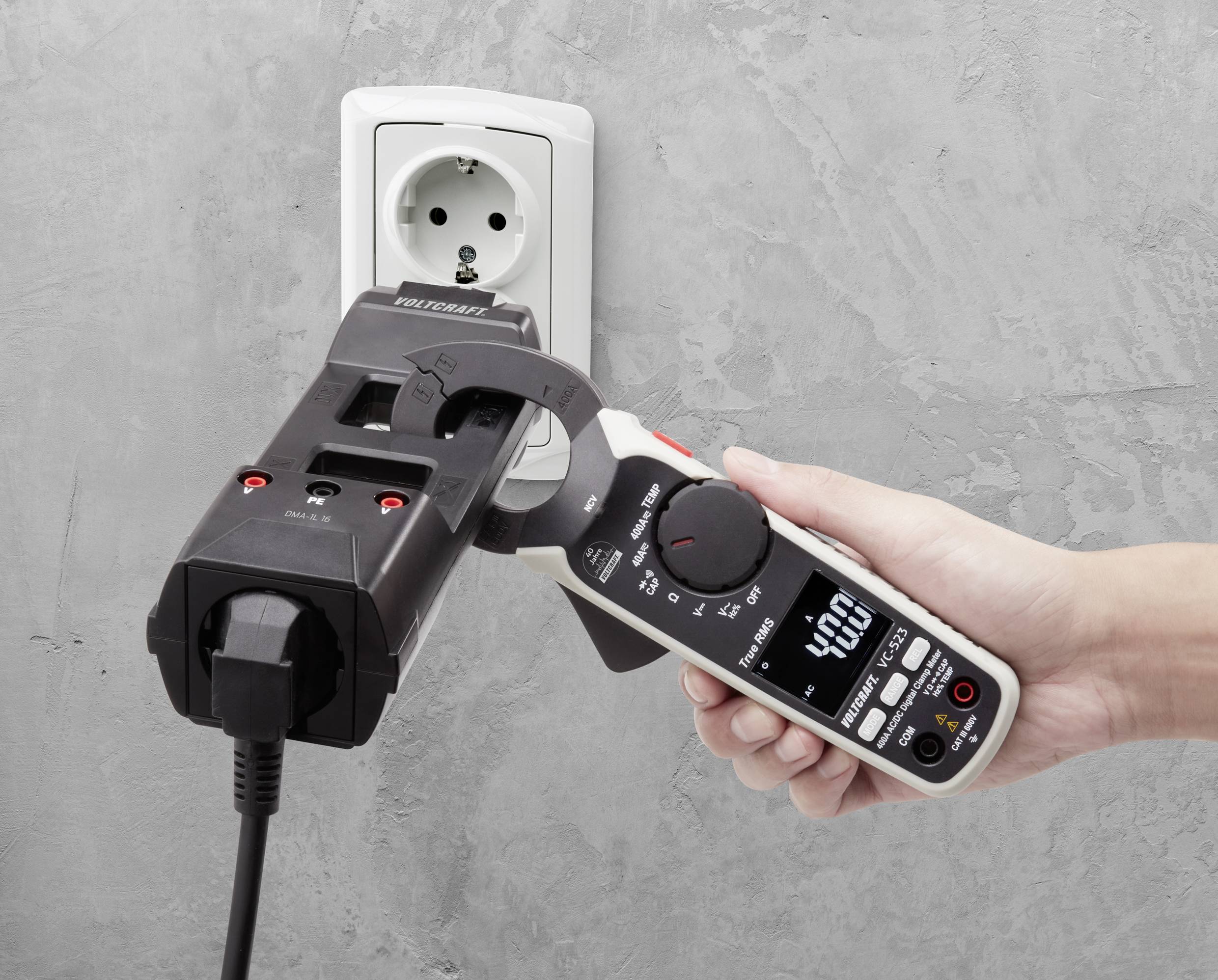 VOLTCRAFT DMA-1L 16 Prise adaptateur - gris foncé