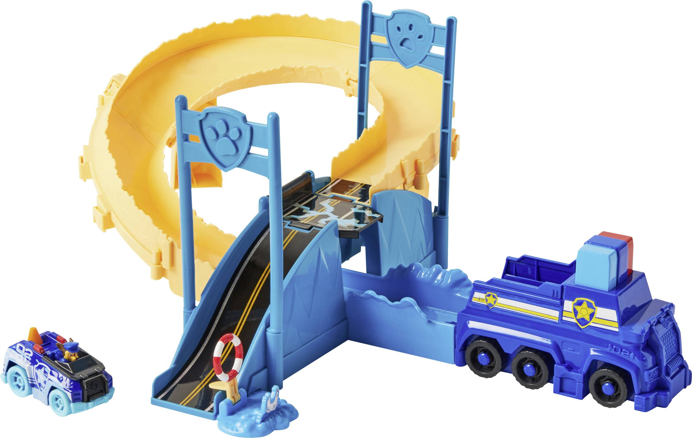 PAW Patrol True Metal Chases police Rescue SET de circuits de course avec véhicule métallique de Chase, échelle 1:55