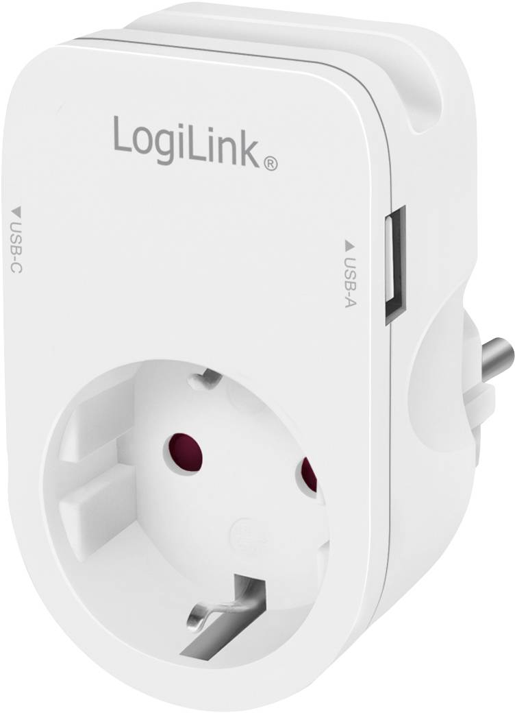 LogiLink PA0259 Boîte de jonction avec sortie de charge USB, sécurité enfants, protection anti-surtension IP20