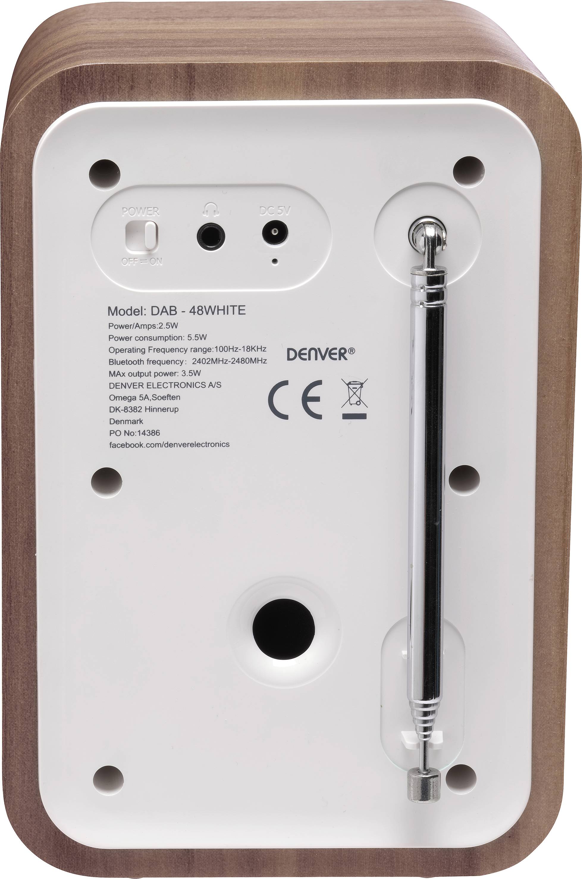 Denver DAB-48 Radio de cuisine FM, DAB+ Bluetooth blanc