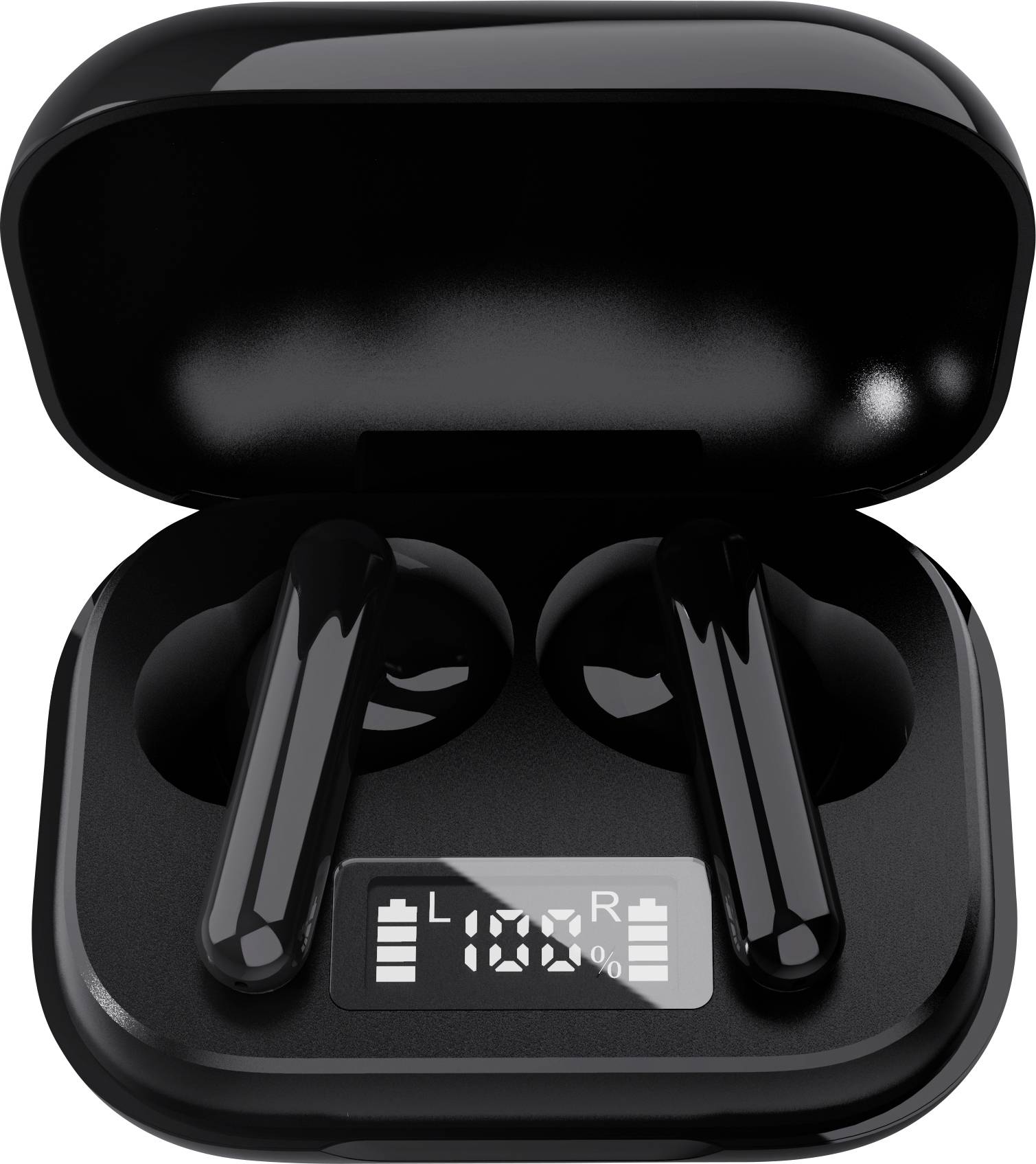 Denver TWE-38 Écouteurs intra-auriculaires Bluetooth noir affichage de la charge de la batterie