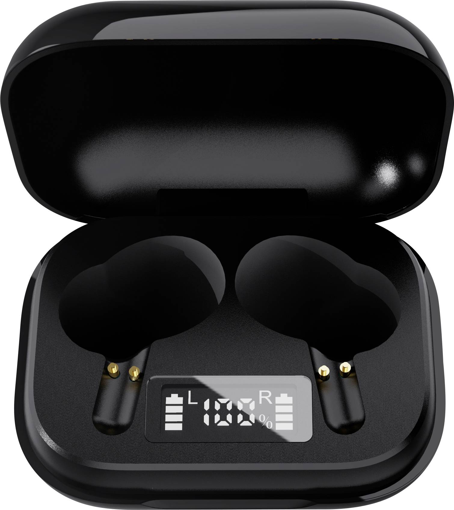 Denver TWE-38 Écouteurs intra-auriculaires Bluetooth noir affichage de la charge de la batterie